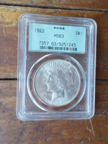 1922  $1  PEACE DOLLAR  PCGS MS63         ~~ OLD GREEN HOLDER ~~