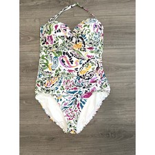 Anne Cole One Piece Swimsuit 14 Paisley Floral Halter Summer Chic Resort Cruise