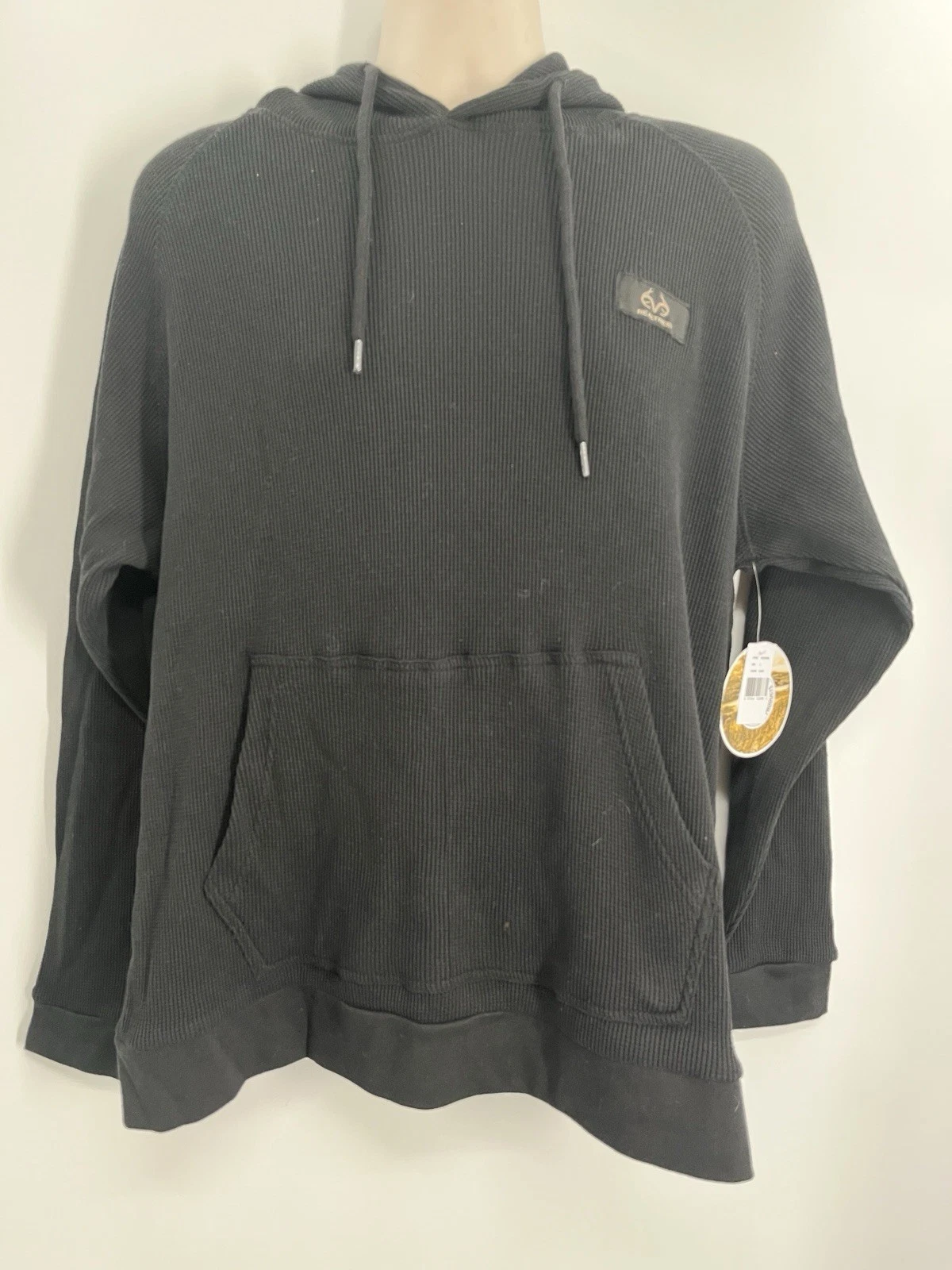 Real Tree Men's Long Sleeve Black RTA Ranger Thermal Hoodie Size Large
