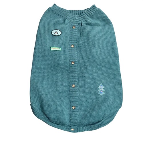 Frisco Teal Blue Button Dog Sweater XXL Cute Patches & Warm Knit Design