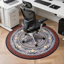 Office Chair Mat for Hardwood Floor, Round 36'', Heavy Duty Desk 36" Red Blue
