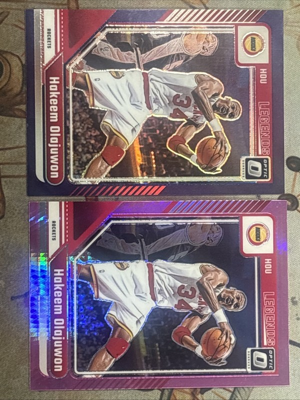2024-25 Panini Donruss Optic 2 Card Hakeem Olajuwon Prizm Lot - Purple & Pink