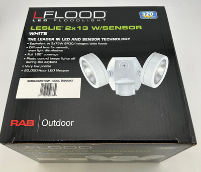 Rab Lighting SMSLES2X13W - 2 X 13W LED Motion Sensor Floodlight 5000K White