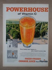 1950s FLORIDA ORANGE JUICE Jack Kramer Tennis Glass MCM Vintage Poster Print Ad