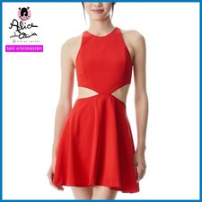 Alice + Olivia Cara Red Fit & Flare Cut Out Mini Dress SIZE 6