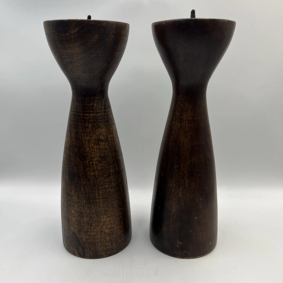 Candelabros de iglesia de madera x2 altura 27 cm a través de 9,5 cm pilar vintage - Imagen 4 de 4