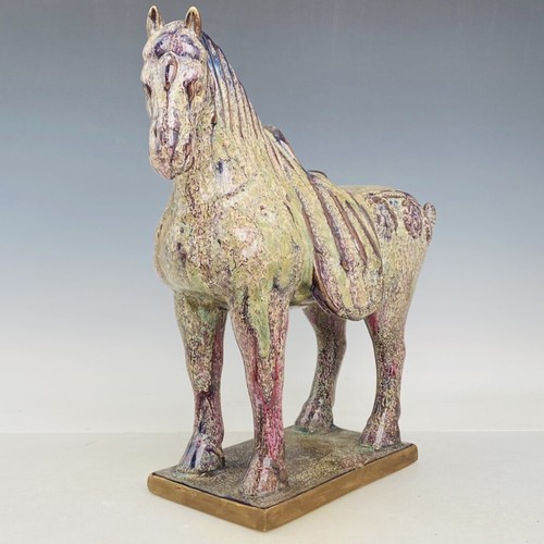 16.1" Old Chinese Porcelain song dynasty jun kiln cyan glaze Fambe horse Statue - Picture 3 of 9