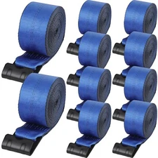 10 Pack Truck Straps 4" x 30' Winch Straps with Flat Hook for Towing Blue