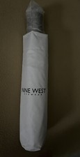 New Nine West Compact Umbrella Auto Open/CloseWhite Portable 12  