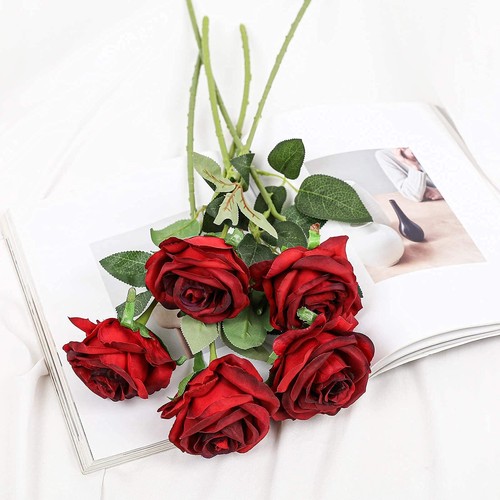 Artificial Flowers Silk Roses Real Touch Bridal Wedding Bouquet for Home Gard... - Picture 6 of 7
