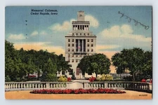 Postcard Iowa Cedar Rapids IA Memorial Coliseum 1950 Posted Linen