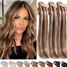 80PCS 200G Thick Real Tape In Human Remy Hair Extensions Skin Weft Full Head 20"