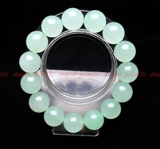 14mm Natural Green Chalcedony Quartz Crystal Gemstone Bangle Bracelet 7-9" AAA