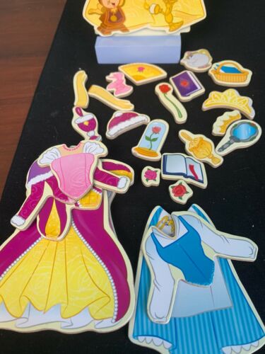 DISNEY PRINCESS~Beauty Belle 28 pcs Wooden Magnetic Doll Dress-Up Kit - Picture 2 of 4