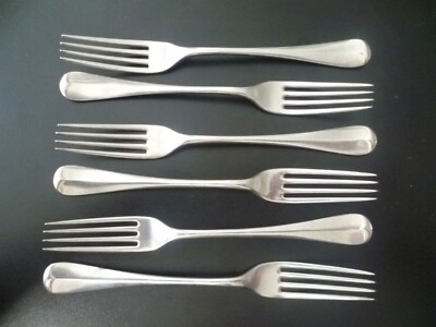 6 antike 'John Round & Son' 'Old English' Muster versilbert Mittagessen Gabeln