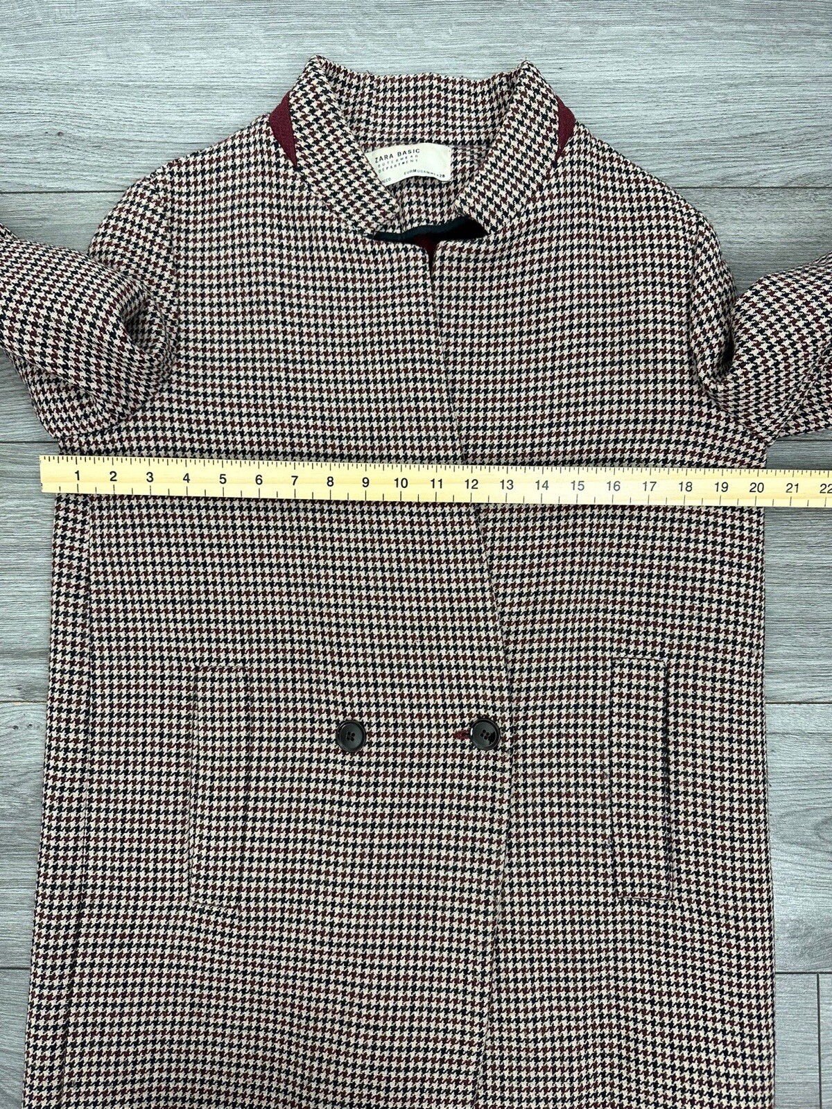 Zara Basic Outwear Houndstooth Coat Jacket Size E… - image 10