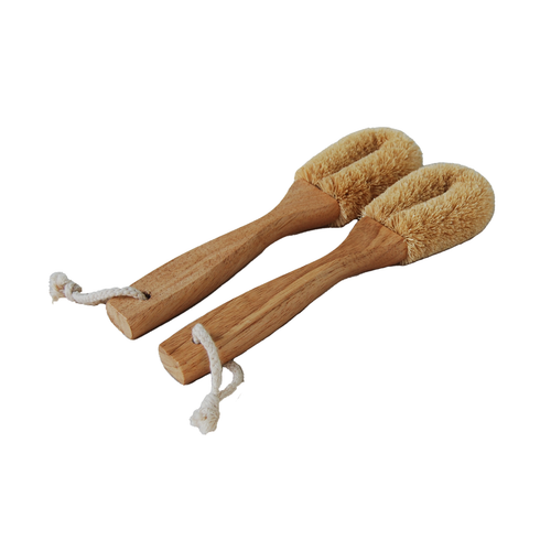 Handmade Coir Fiber Kitchen Dish Quick Cleaning Hand Brush with Wooden Handle - Picture 9 of 14