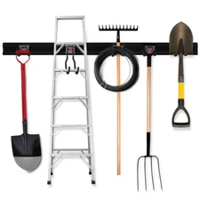 WORKPRO 64" Garden Tool Organizer Wall Mount Heavy Duty 8 Hooks Hangers 4 Rails