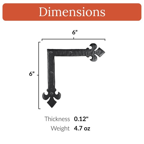 2 Pack 6" Decorative L Corner Bracket, Rustic Right Angle Bracket Iron Brace - Picture 3 of 5
