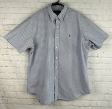 Polo Ralph Lauren Short Sleeve Shirt Blue Plaid Button Down Mens Size XL
