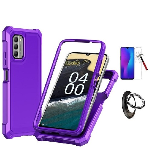 Für Nokia C300, Ganzkörper TPU Cover Case + Ring / Hartglas - Bild 18 von 33
