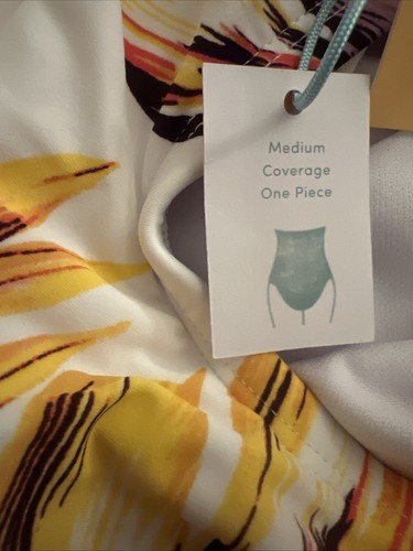 Kona Sol Womens One Piece Swimsuit NWT Size XL Pink Yellow Tropical Leaf Print - Picture 8 of 8