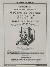 McCormick Deering  Type  LA Operator's Manual 10-1-35 (please read description)