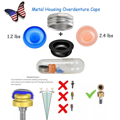 5Pcs Unversal Dental Overdenture Retenton Caps Metal Housng Kt for mplant | eBay
