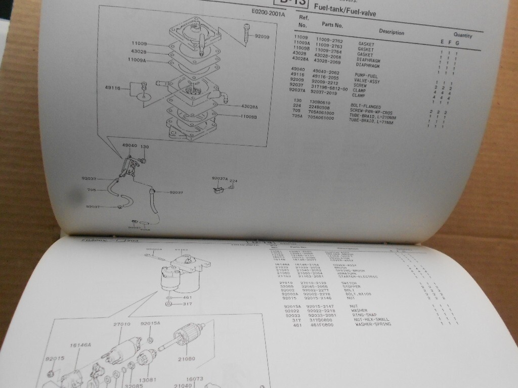 1987 Kawasaki Industrial Engines Master Parts Manual Lot in