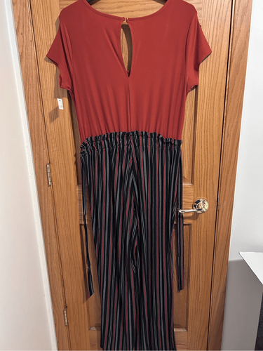Ultra Flirt Cap Sleeve Pinstripe Wide Leg Jumpsuit Women’s Plus Size 1X - 第 2/13 張圖片