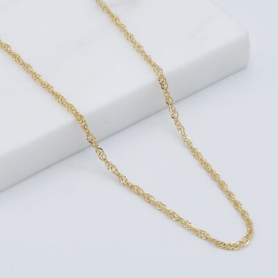 18ct Yellow Gold on Silver 2mm Singapore Chain Necklace 16 18 20 22 24 inch  UK