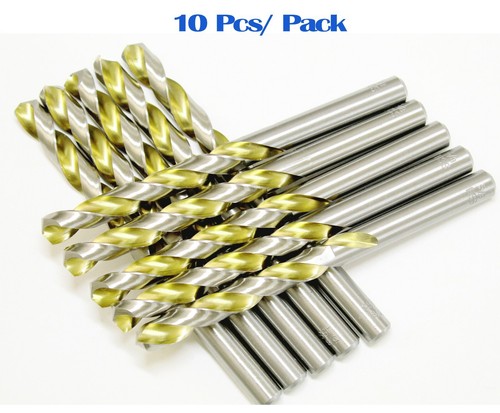 HSS Drill Bit 5/32" Jobber Length Twist Metal Drill Titanium Gold Flute-10Pcs - Picture 6 of 7