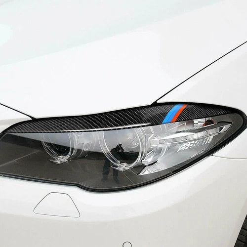 Carbon Fiber Headlight Eyebrow Eyelid M Sport Cover Trim For BMW 5 Series F10 - Picture 8 of 9