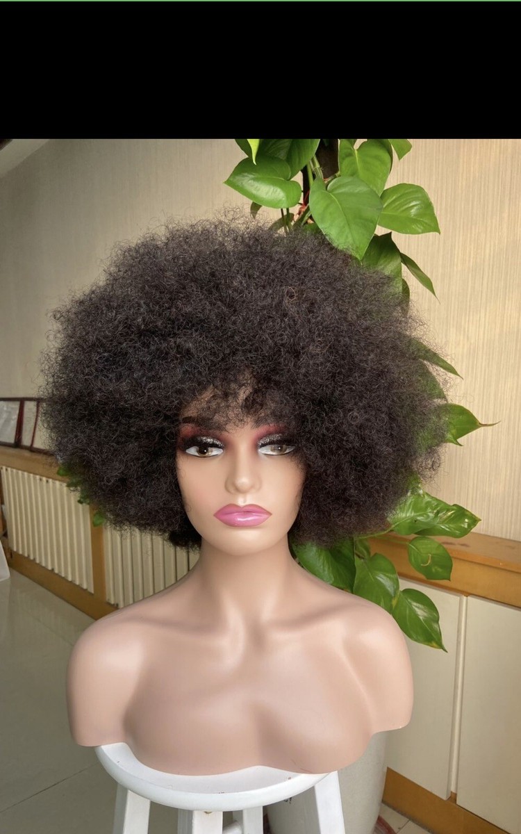 70S Afro Puff Mixed Black Wigs for Black Women Human Hair Fluffy