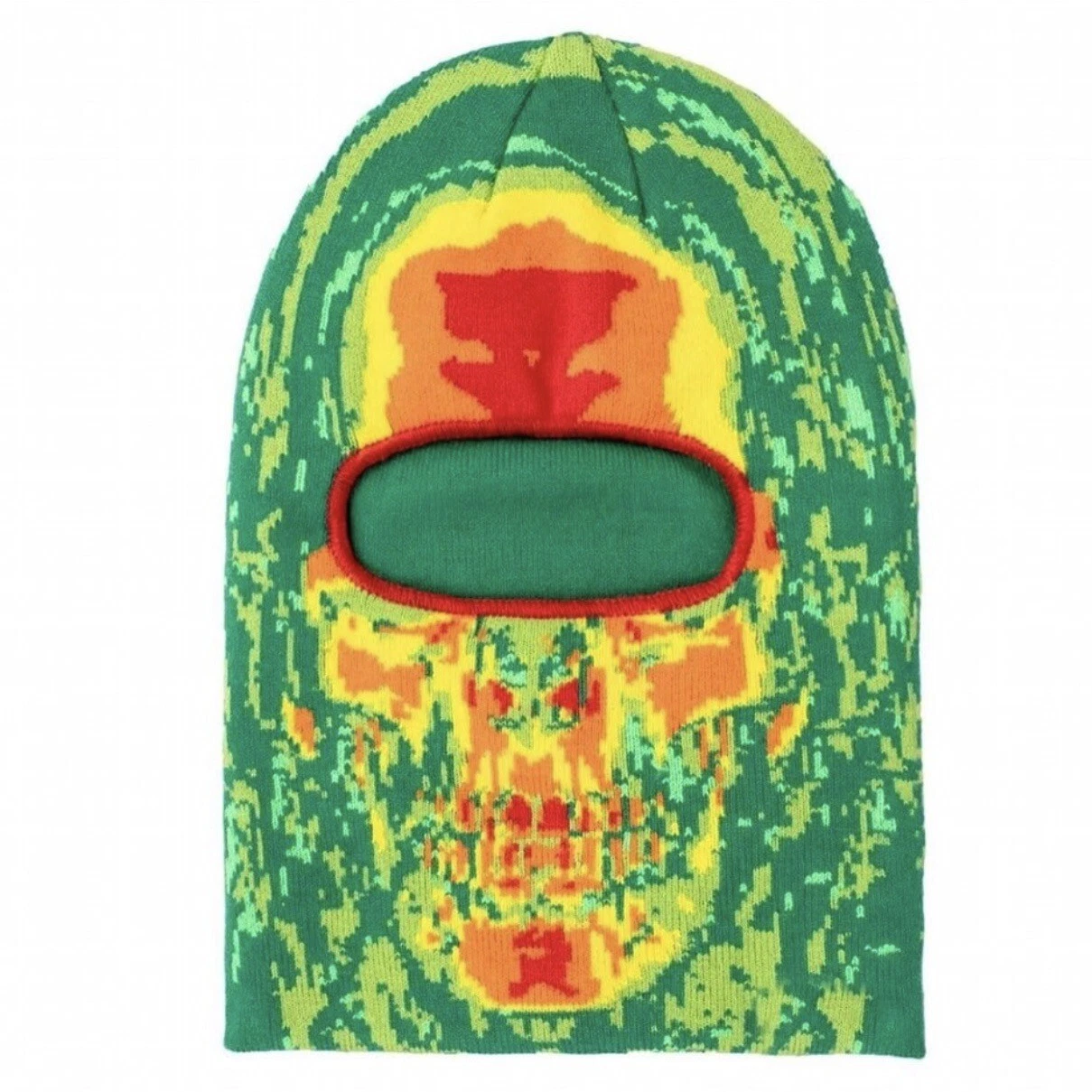 Green Thermal Face-scan Ski Mask Beanie