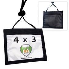 Travel Badge Wallet w/ Adjustable Lanyard - 3-Pocket - 4 x 3 ID Badge Window