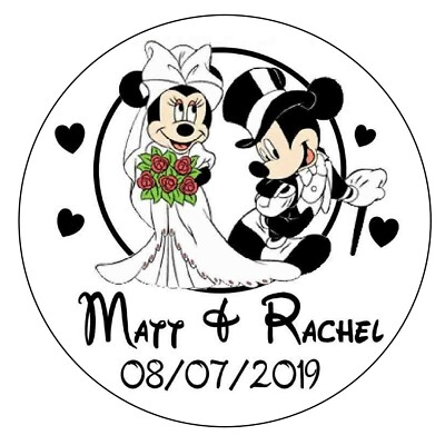 MICKEY AND MINNIE DISNEY WEDDING FAVORS ROUND STICKERS LABELS FOR YOUR FAVORS