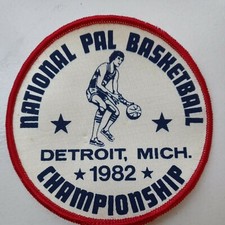 NEW 1982 Detroit Michigan National PAL Basketball Championship Badge Patch NOS 