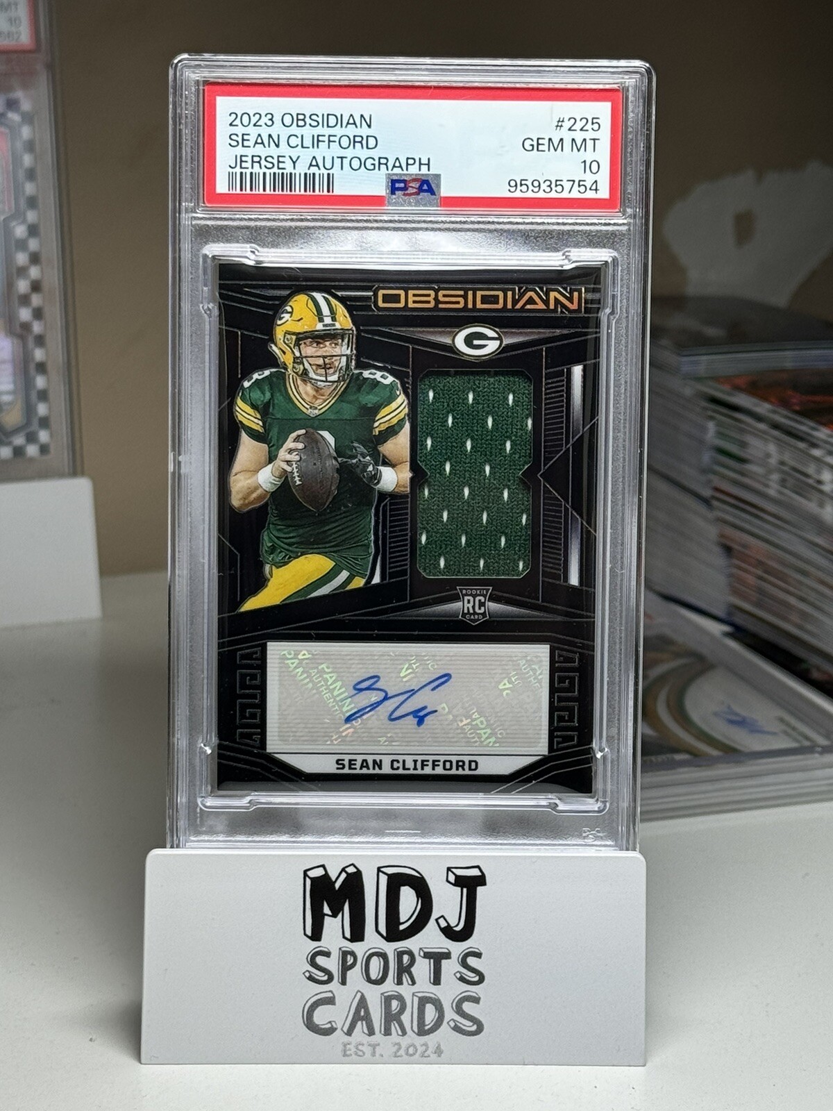 2023 Panini Obsidian Sean Clifford Rookie Patch Auto /199 PSA 10 PACKERS POP 2!