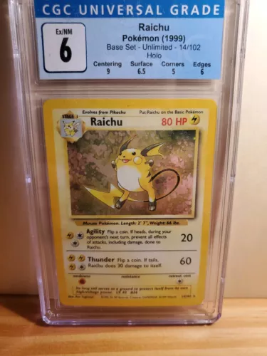 Pokemom Raichu Base Set Holo Rare 16/130 CGC 6
