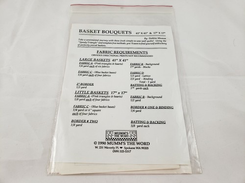 1990 Vintage Debbie Mumm's the Word Basket Bouquets Quilt Pattern - Picture 4 of 4