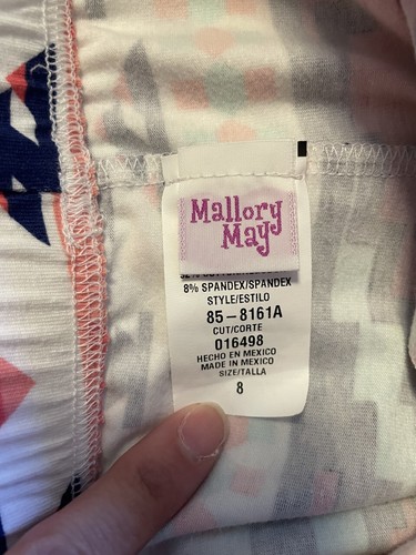 NWT Mallory May Girl's Long Sleeve Pant Set Navy Pink Flower Aztec Print Size 8 - Picture 9 of 10