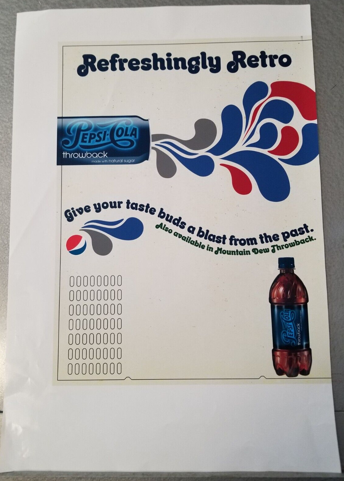 Pepsi Throwback with Natural Sugar Preproduction Advertising Art Work Retro Past