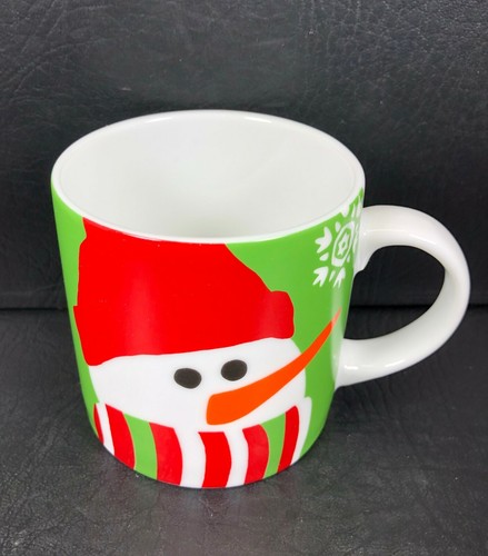 Juego de 3 tazas de muñeco de nieve tamaño infantil porcelana rojo verde caja y barril vacaciones - Imagen 3 de 7
