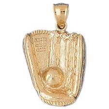 Baseball Mitt Glove Charm Pendant 14k Gold (7.5 Grams)