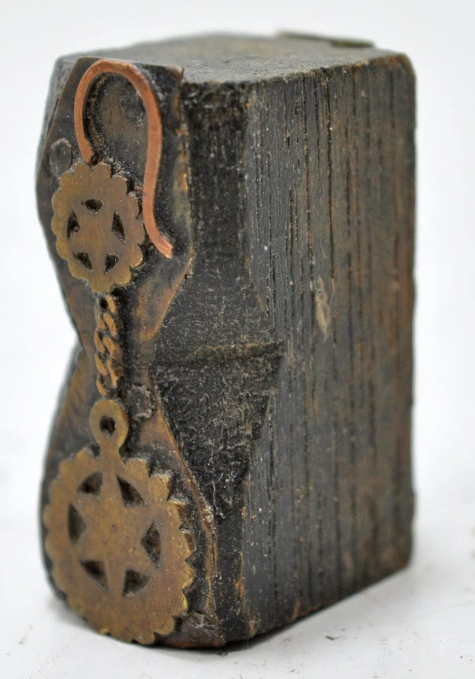 Antique Brass Wooden Small Printing Block Original Old Hand Crafted - Image 3 of 4