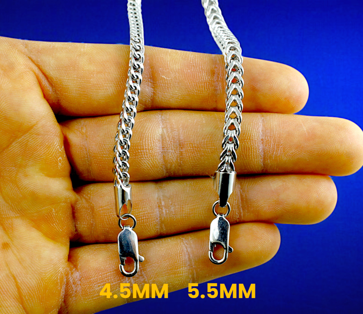 14K White Gold Square Franco Box Necklace Bracelet Chain Real 1mm-5.5mm 7"-30"