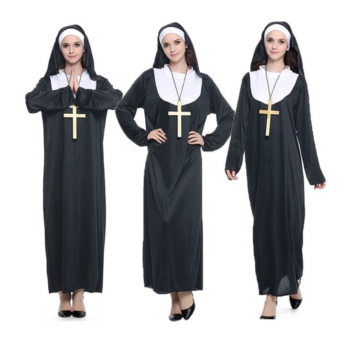 Traje de Monja Mujer Disfraz Halloween Disfraces Adulto Mujer Madre Novia - Imagen 7 de 11