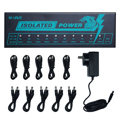 M-VAVE 10 Isolated Guitar Effect Pedal Supply 5V 9V 12V 300mA Pedal Board Power