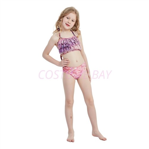 Kids Girls Mermaid Tail Swimming Costume Swimmable Monofin Swimwear Beachwear - Picture 27 of 113